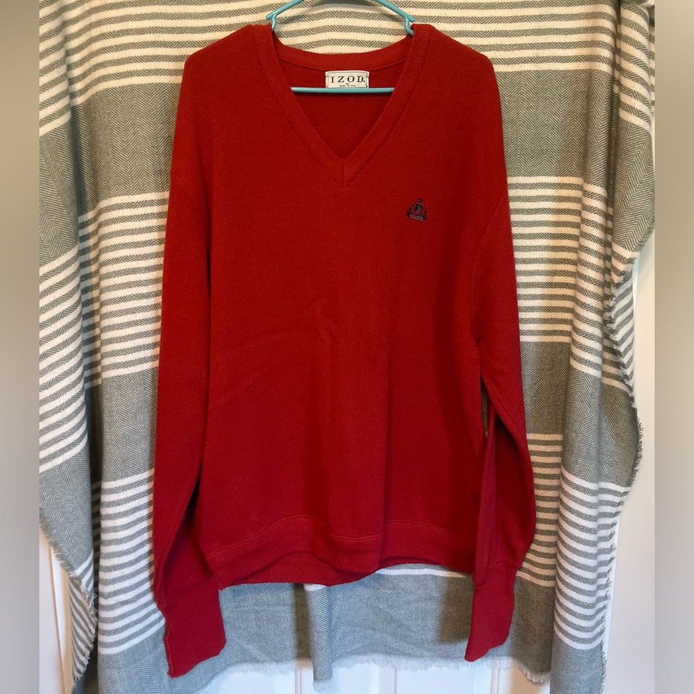 Vintage Izod V-Neck Red Sweater Size‎ XL